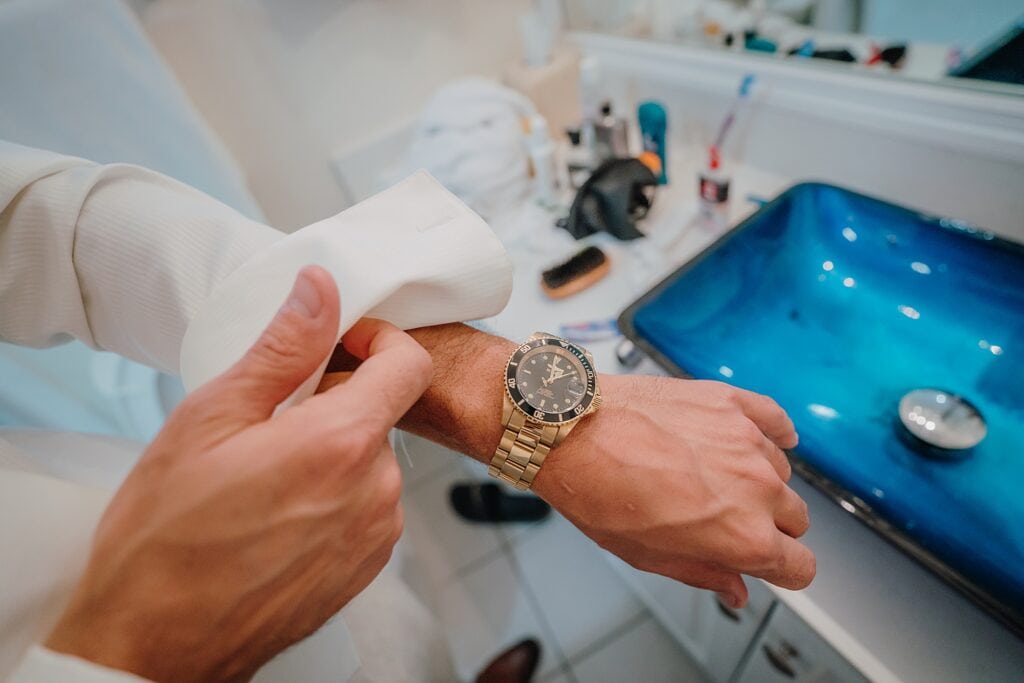 grand cayman wedding photographer groomsmen getting ready