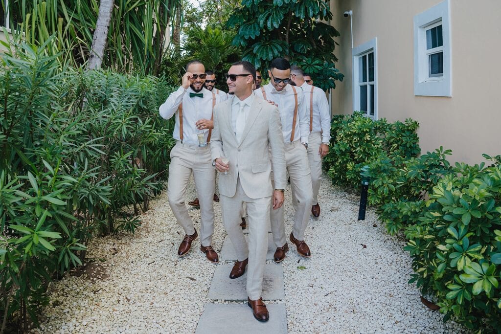 grand cayman wedding photographer groomsmen getting ready