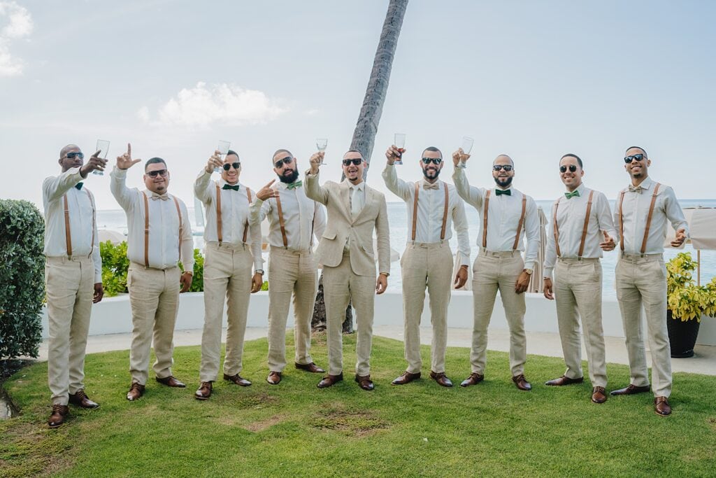 grand cayman wedding photographer groomsmen getting ready