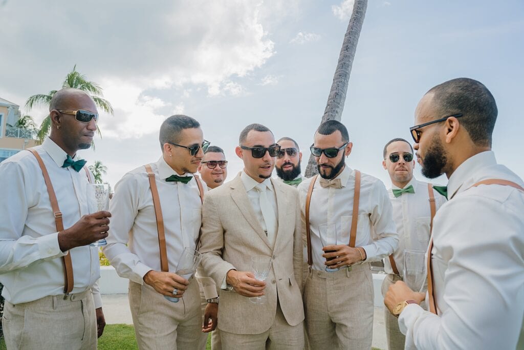 grand cayman wedding photographer groomsmen getting ready