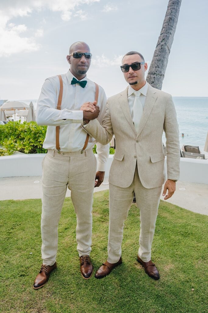 grand cayman wedding photographer groomsmen getting ready