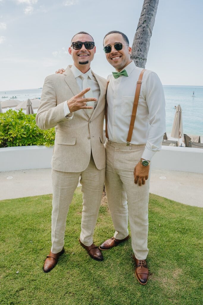 grand cayman wedding photographer groomsmen getting ready