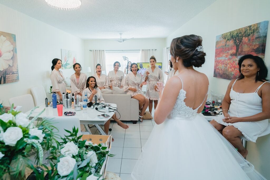 grand cayman wedding photographer bride dress reveal