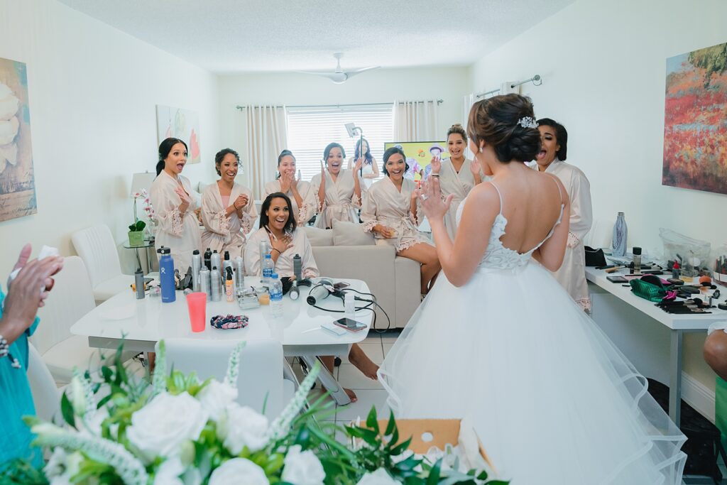 grand cayman wedding photographer bride dress reveal