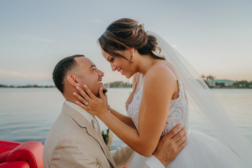 grand cayman wedding photographer boat bride groom romantic morgans