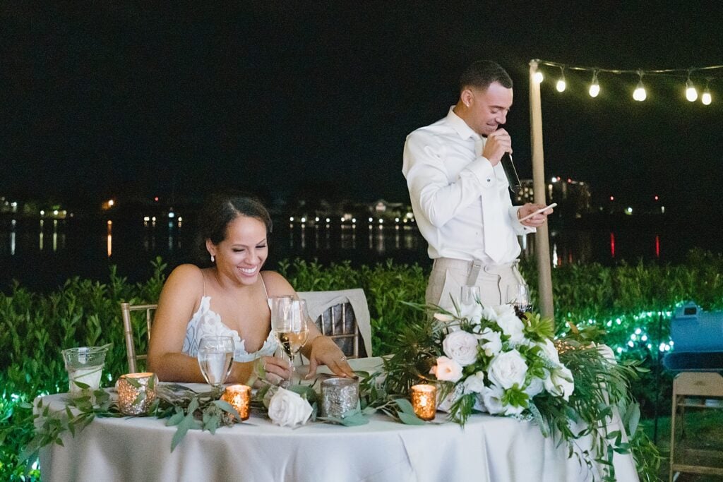 grand cayman wedding photographer reception speeches morgans