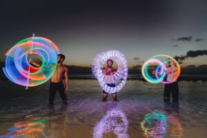 fire crew spinning cayman islands beach portrait long exposure photography