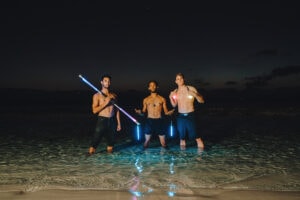 fire crew spinning cayman islands beach portrait long exposure photography