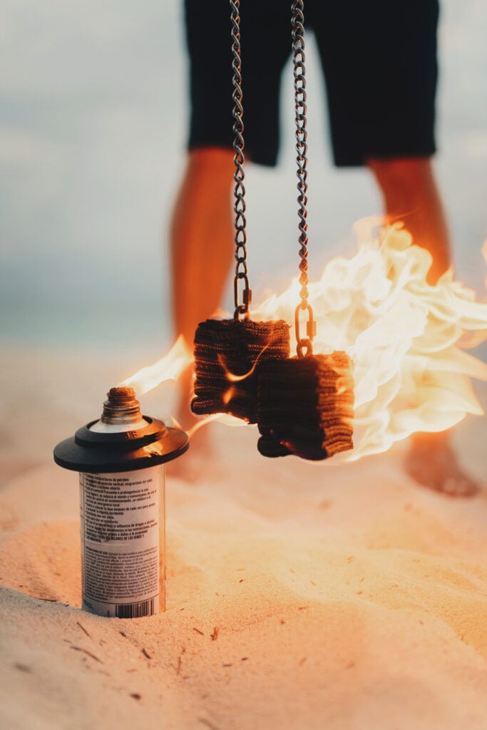 grand cayman beach portrait photography fire spin dance