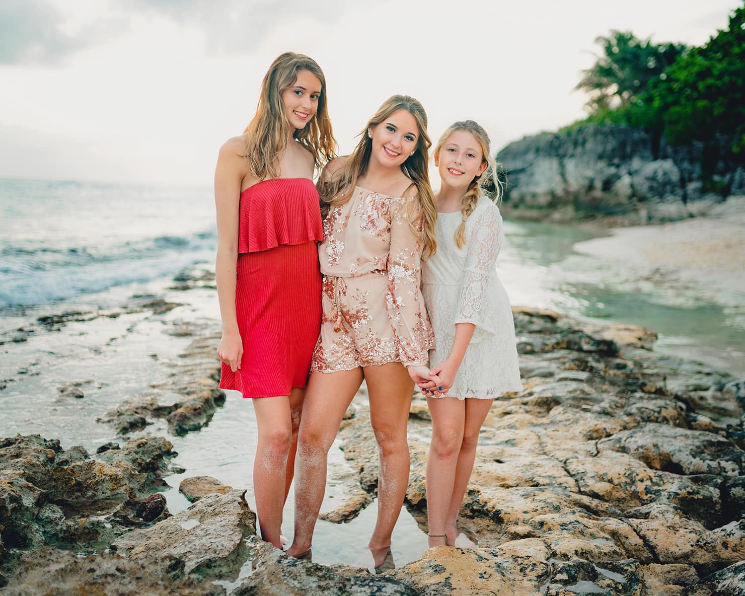 grand cayman islands family photography spotts beach girls pose