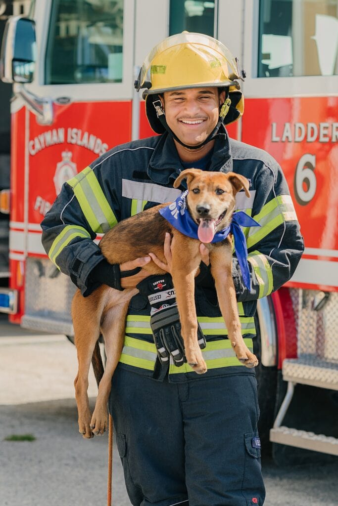 dog puppy fire fighter cayman humane society photography