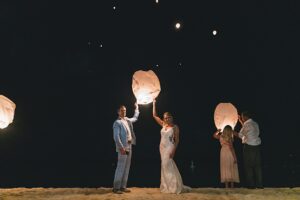 grand cayman westin seven mile beach wedding photography lantern release
