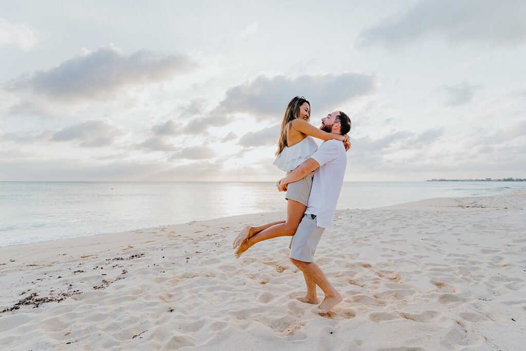 grand cayman seven mile beach surprise proposal engagement will lilla