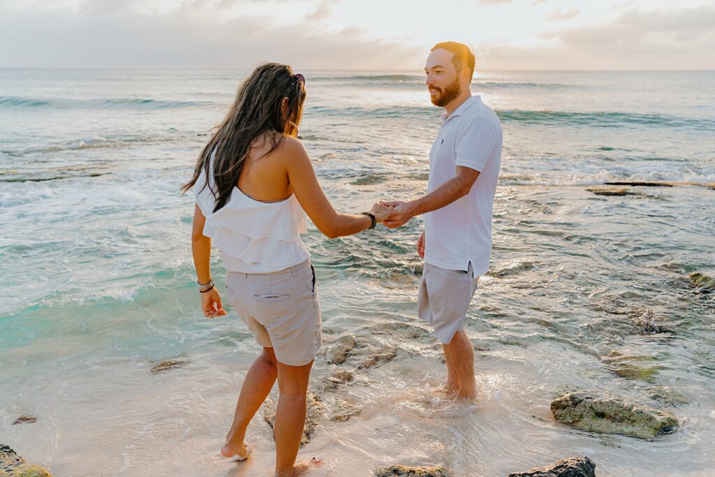 grand cayman seven mile beach surprise proposal engagement will lilla