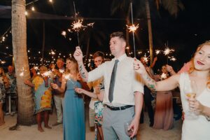 grand cayman wedding kaibo rum point sparkler dance