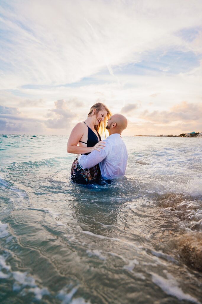 cayman islands seven mile beach couple engagement photography