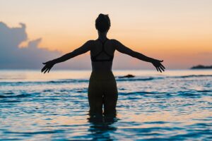seven mile beach yoga portrait cayman islands photography