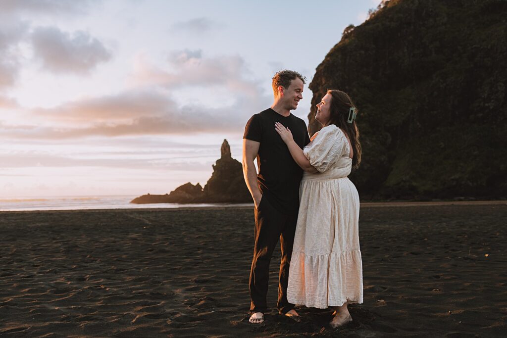 Surprise proposal piha beach auckland engagement photographer